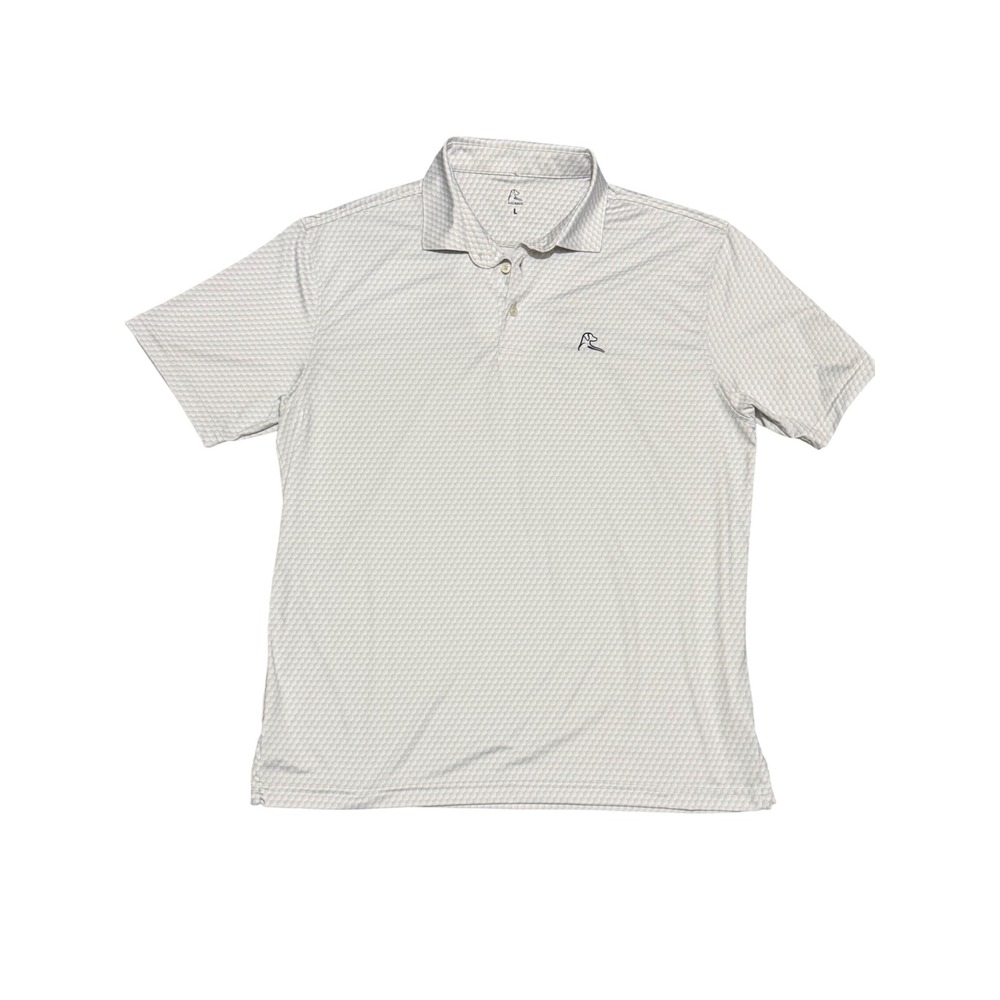 Rhoback Mens Large Performance Polo Shirt Gray Honeycomb Textured Golf Ball Logo